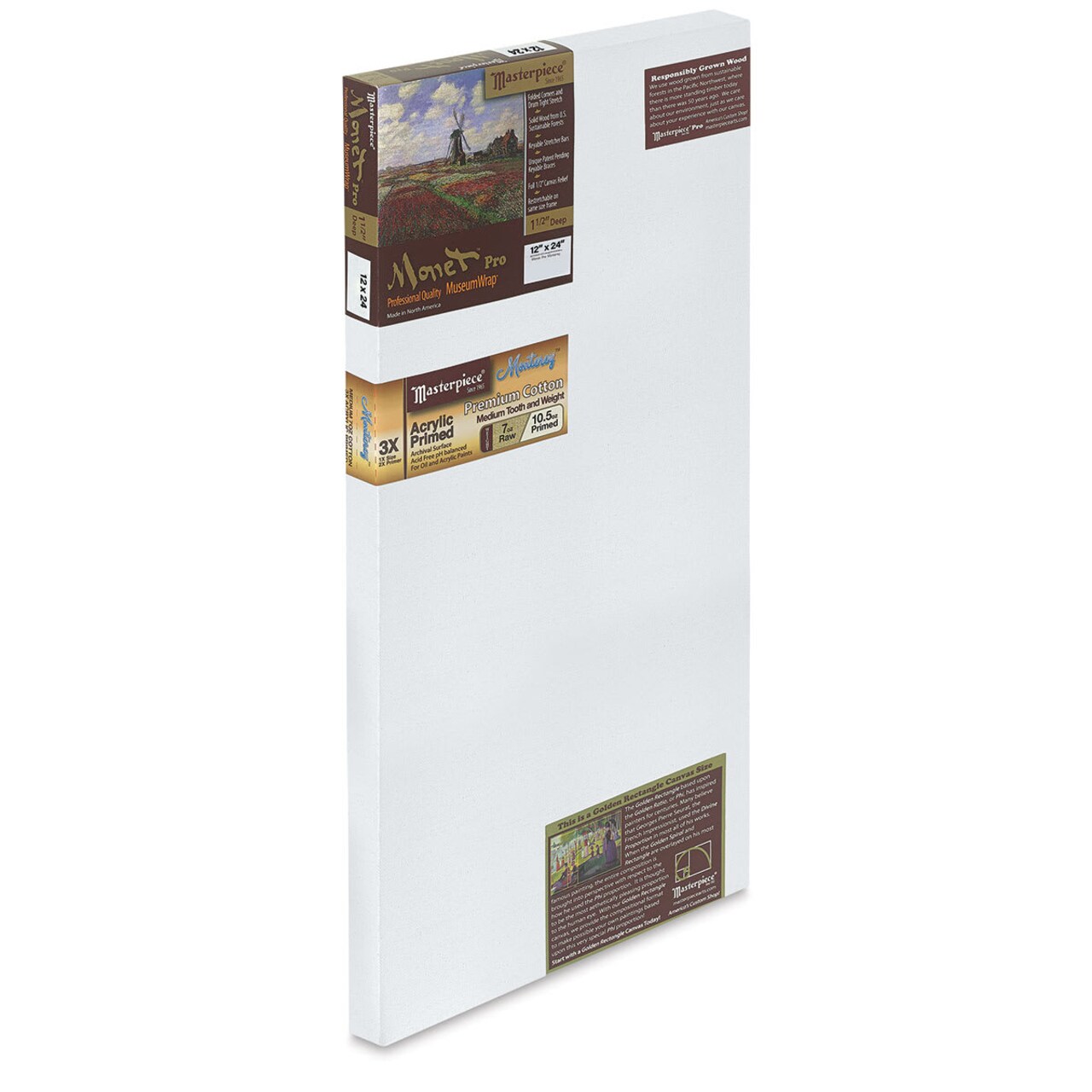 Masterpiece Monet Pro Monterey Cotton Canvas - 12" x 24", 1-1/2" Profile